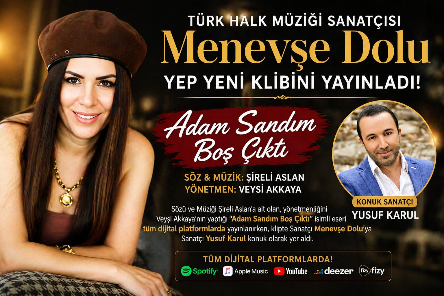 Türk Halk Müziği Sanatçısı Menevşe Dolu Yep Yeni Klibini Yayınladı